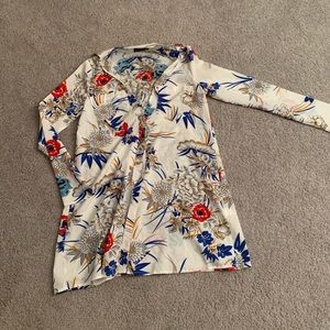 Multicolor button down shirt dress.